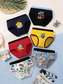 6 件装 男童彩色熊印花纯棉三角内裤，时尚舒适 - 彩色 - 查看 1