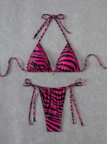 Swim Vcay Ensemble de bikini avec pendentif étoile à motif zébré, simple, et décontracté pour un usage quotidien. Parfait pour les vacances d'été à la plage.