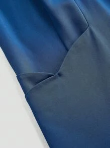 Scrubzie Women's Anti-Wrinkle Solid Color Front Button Short Sleeve Casual Long Nursing Dress - Blue - View 3