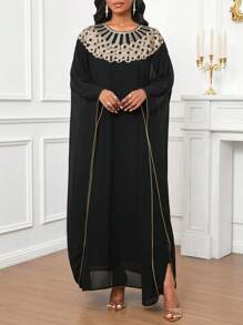 SHEIN Lady Simple Spring & Summer Vacation Dress For Women, Elegant Ladies Long Dress For Summer - Black - View 3