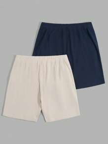 RueChic Men 2pcs Pack Patch Detailed Drawstring Waist Regular Shorts - Multicolor - View 2