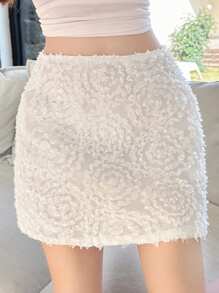 DAZY Women Summer New Vintage Textured Straight Mini Skirt