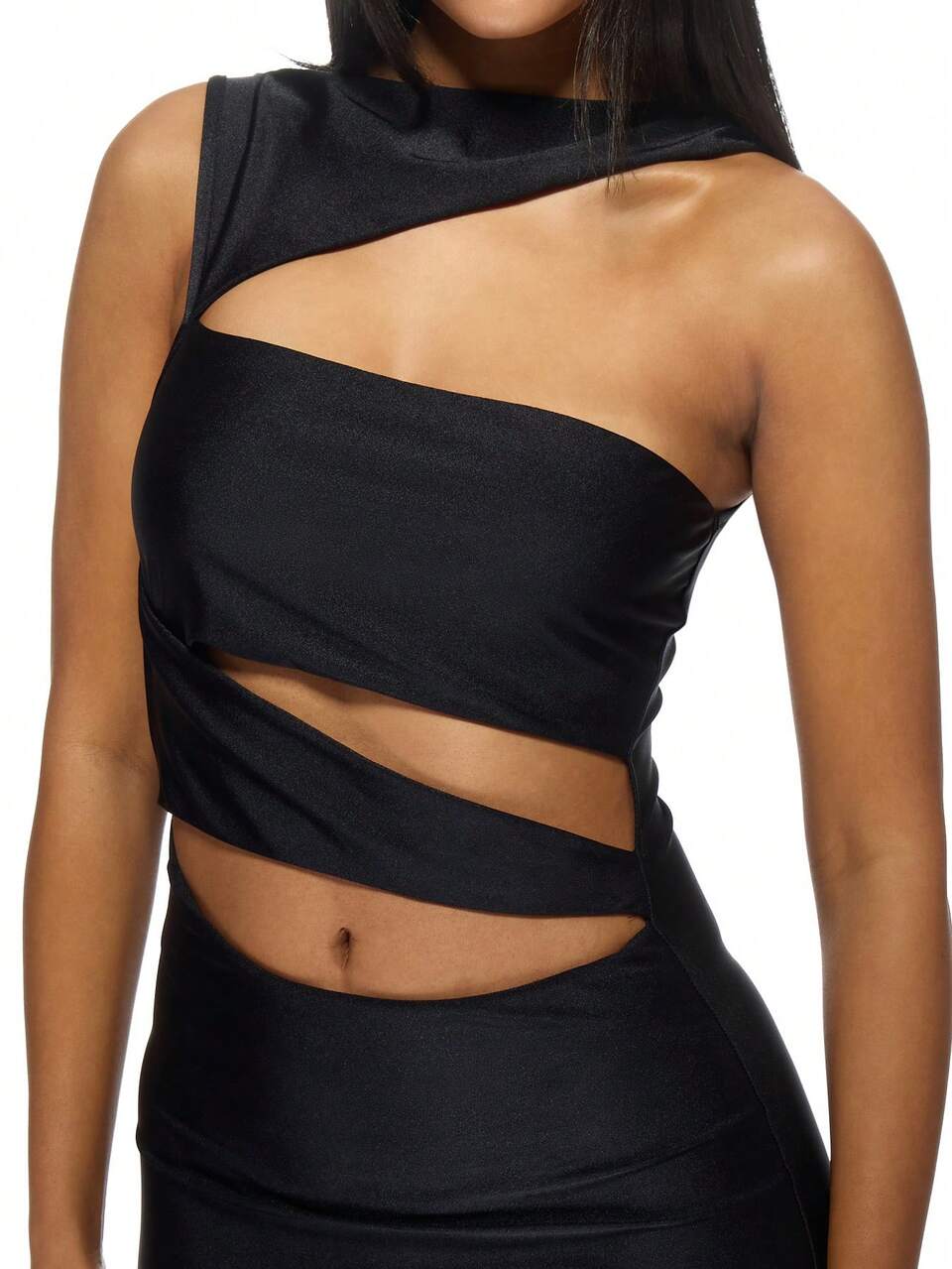 MISSGUIDED 비대칭 디자인의 슬릭한 컷아웃 맥시 이브닝 가운 바디콘 풀 길이 정장 드레스 파티 웨딩 게스트 특별한 행사를 위한 드레스