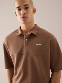 Manfinity VCAY Men's Knitted Fashion Daily Young Casual Loose Short-Sleeved POLO Shirt Elastic Waist Straight Shorts Suit Two-Piece - Chocolate Brown - View 4