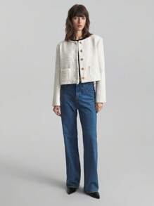 Ontre Chaqueta casual diaria de unicolor para mujer, estilo minimalista
