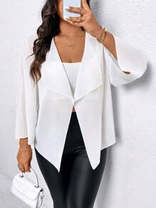 SHEIN LUNE Plus Size Women Ditsy Floral Lightweight Sheer Jacket For Summer