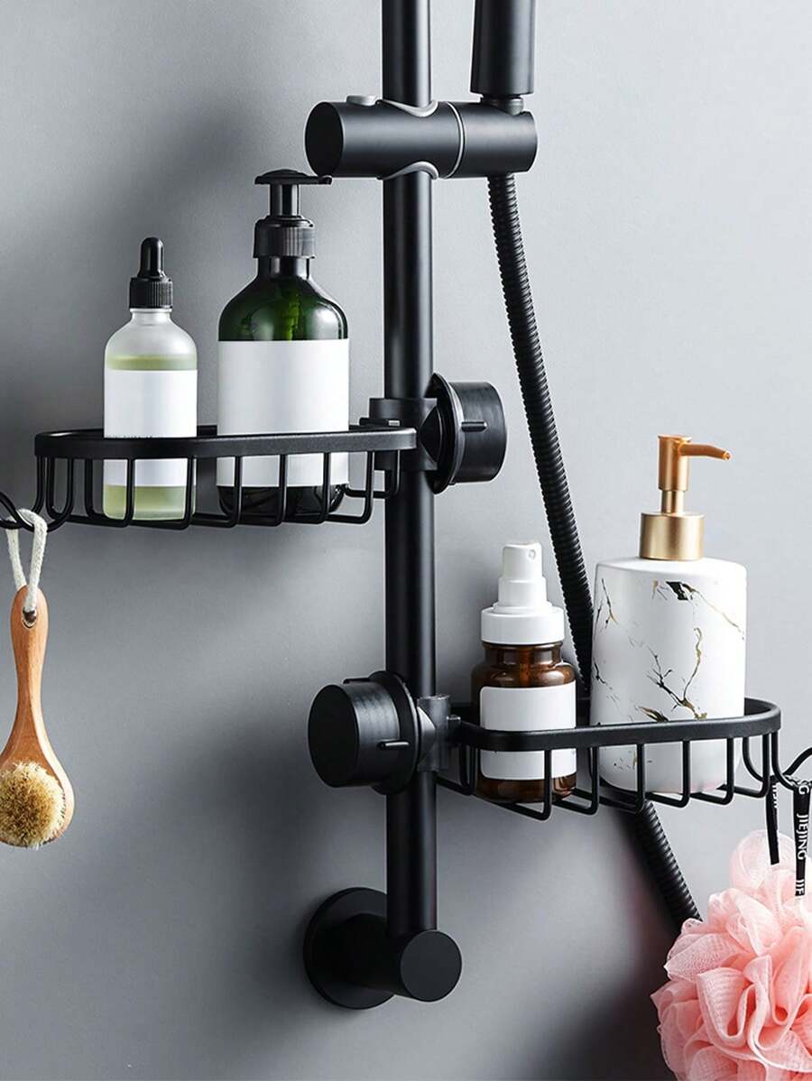 1 件不锈钢浴室收纳架 - 黑色 - 查看 1