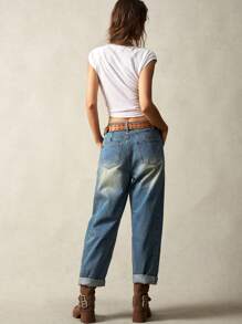Bohemela 休闲编织宽松低腰大码哈伦牛仔裤