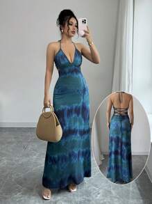 Rafferiza 女士露背系带长款优雅度假连衣裙 - 彩色 - 查看 1