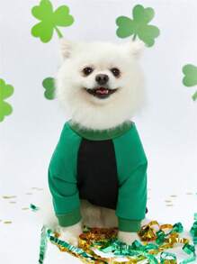 PETSIN 1 Pc St. Patrick's Day Clover & Letter Pattern Pet Sweatshirt In Green - Multicolor - View 5