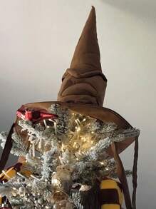 SHEIN Christmas Decoration 1pc Wizard Standing Hat, Brown Color, Party Costume Accessory, Carnival Prop, Christmas Tree Decor, Very Soft Interior - Multicolor - View 4