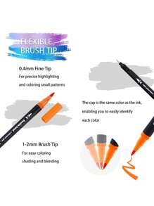 Dual Tip Brush Marker, Fine & Soft Double Tip Art Markers For Adult Kids Coloring Hand Lettering Writing Planner Journal Note Calligraphy Drawing Art Craft School Supplied Back To School - Multicolor - View 7