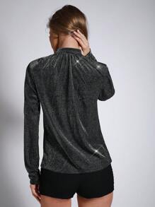 COSMINA Áo cánh thời trang đơn giản thường ngày cho nữ mặc hàng ngày - màu đen - Xem 2