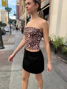 SHEIN EZwear Women's Black Casual Straight A-Line Mini Skirt