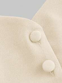 SHEIN MOD 前扣式管状紧身杏色上衣（不含衬衫） - 杏色 - 查看 3