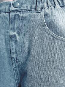 Tween Girls Light Washed Relaxed Straight Leg Jeans, Casual & Versatile Minimalist Design, Suitable For Daily Wear - Medium Wash - View 8