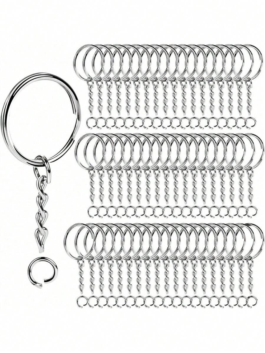 SHEIN 100pcs Keychain Making Kit - Complete Set Includes 50 Keychains And 50 Jump Rings