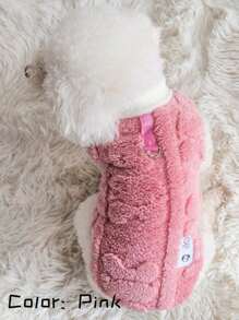 秋冬季狗狗衣服，小型宠物保暖夹克带牵引绳，适合泰迪、贵宾犬、博美犬和猫 - 粉色 - 查看 1