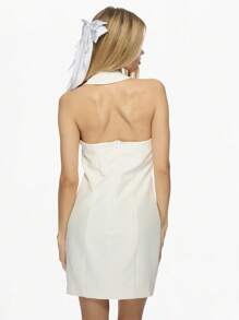 MISSGUIDED 量身定制吊带衫迷你连衣裙下垂V领优雅合身派对晚间俱乐部夜间外出无袖鸡尾酒夏季春季