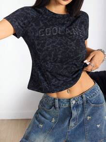 Coolane Girls Vintage Daily Wear Graphics Washed Grunge Crop Tops