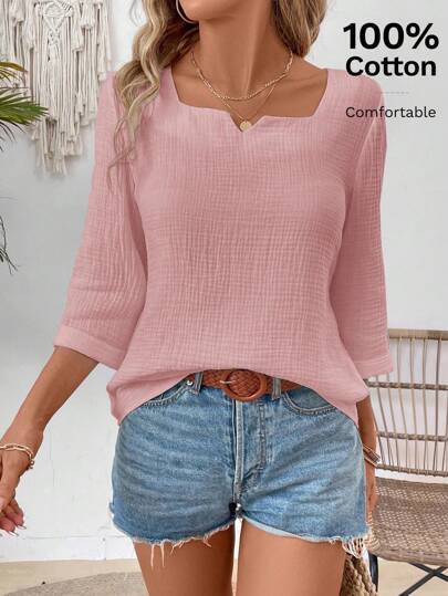 EMERY ROSE Ladies' Plain Simple Daily Casual Shirt