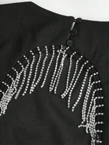 SHEIN Tween Girl Elegant Large Backless Chain Tassel Decorated Sleeveless Jumpsuit - Black - View 4