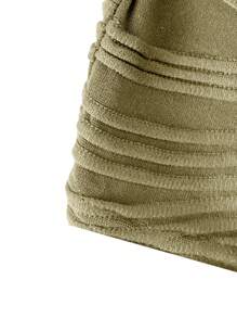 EMERY ROSE Của phụ nữ Màu thuần Xếp li Áo không dây Với Buộc - Màu xanh Ô liu - Xem 4