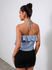 Chiquease Blusa Floral Multinível com Laço, Design de Bolo, para Mulheres - Azul - Visão 2
