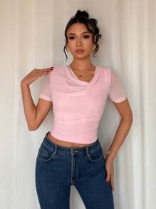 Chiquease French Elegant Fashion Elegant Slim Waist Short Sleeve - Pink - View 5