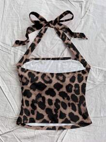 Soleia Plus Size Casual Leopard Print Camisole And Tank Top Set, Suitable For Summer Suitable For Going Out - Multicolor - View 2