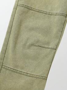 Denim Tween Boys' Casual Daily Urban Street Green Skinny Jeans With Elastic Waistband & Adjustable Drawstring Hem - Army Green - View 3