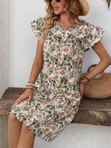 EMERY ROSE 女士圆领全花卉印花休闲中长连衣裙 - 彩色 - 查看 7