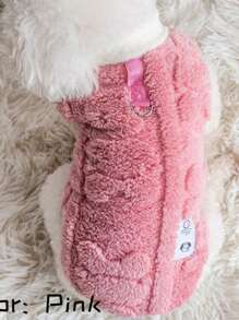 秋冬季狗狗衣服，小型宠物保暖夹克带牵引绳，适合泰迪、贵宾犬、博美犬和猫 - 粉色 - 查看 2