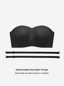 LUVLETTE Woman Lingerie Black Strapless Push-Up Underwire T-Shirt Bra Tops Corset Half Bra