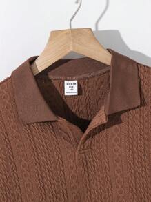 SHEIN 青少年男孩合身学院风翻领针织纯色短袖 Polo 衫