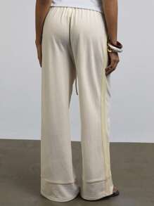 Athîral Pantaloni lunghi comodi e versatili da donna con vita regolabile tramite laccio e decorazione a nastri