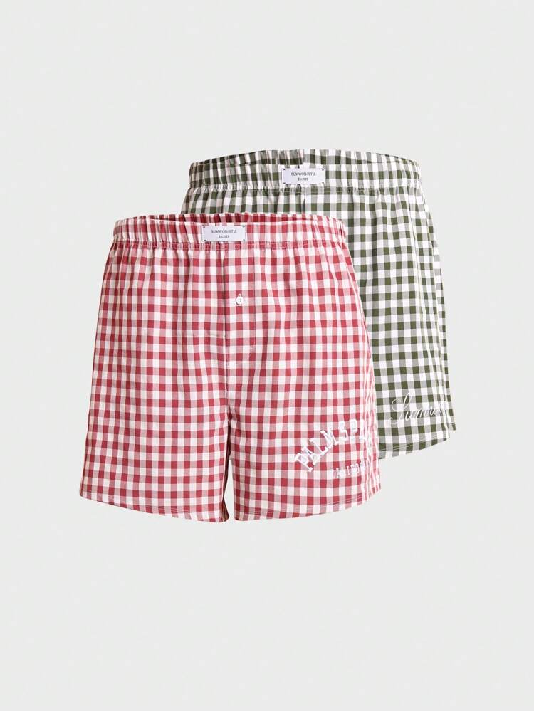 Comfort Breathable Woven Gingham Check Pack Two Boxers