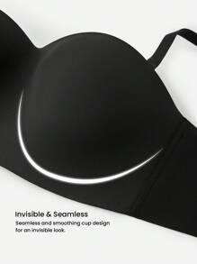 LUVLETTE Woman Lingerie Black Strapless Push-Up Underwire T-Shirt Bra Tops Corset Half Bra