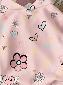 SHEIN 年轻女孩休闲宽松连帽运动衫，舒适的日常穿着