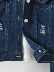 SHEIN 3 件套：小男孩无袖 T 恤、牛仔夹克和长裤 - 寶藍色 - 查看 5