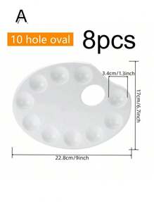 8pcs White Plastic Paint Tray Palettes, Watercolor Palette Painting Tray For Painting Party, DIY Craft And Art Painting Back To School,Back To School,School Supplies - White - View 2