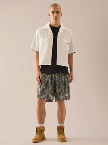 SWAVVY 男士针织休闲宽松直筒迷彩短裤