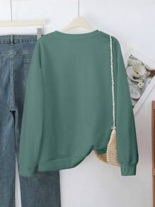 INAWLY 女士休闲简约时尚套头衫，适合秋季日常穿着 - 薄荷綠 - 查看 2