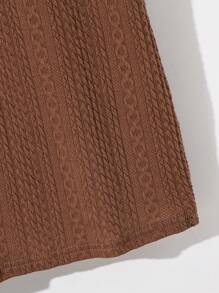 SHEIN 青少年男孩合身学院风翻领针织纯色短袖 Polo 衫