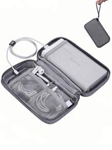 1pc Waterproof Electronic Storage Bag ,Multi-Layer Fixed Storage Bag,Multi-Zipper Portable Storage Bag- Perfect For U Disks, Hard Disks, Headphones,Portable Multipurpose Grey For Travel For Travel ,Makeup ,Cosmetic ,Vacation ,Organizer - Grey - View 1