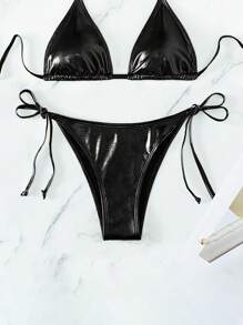 Swim Vcay Women's Simple Fashionable Casual Daily Swim Bottoms For Summer Beach Vacation - Black - View 4