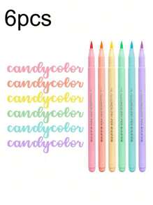 6 sztuk zestawów miękkich pędzelków do zakreślania, zestaw pisaków w odcieniu różu, zakreślacz do kolorowania, długopis do kaligrafii z powrotem do szkoły