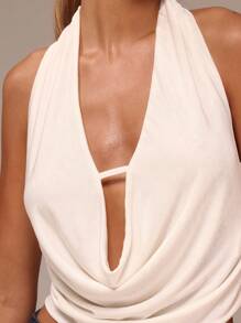 MUSERA 性感垂褶露背吊带背心，适合伊比沙岛俱乐部、西部波西米亚风、度假节、外出等场合，优雅春夏必备单品 - 白色 - 查看 5