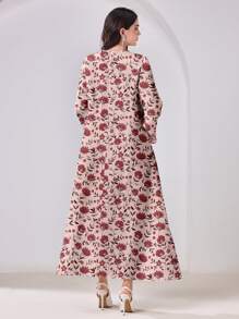 Al Najma 休闲简约纹理朴素阿拉伯风格连衣裙，适合夏季 - 藕粉色 - 查看 2