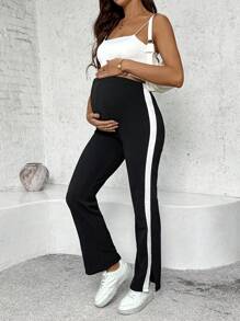 SHEIN 高腰孕妇休闲裤 - 黑色 - 查看 3